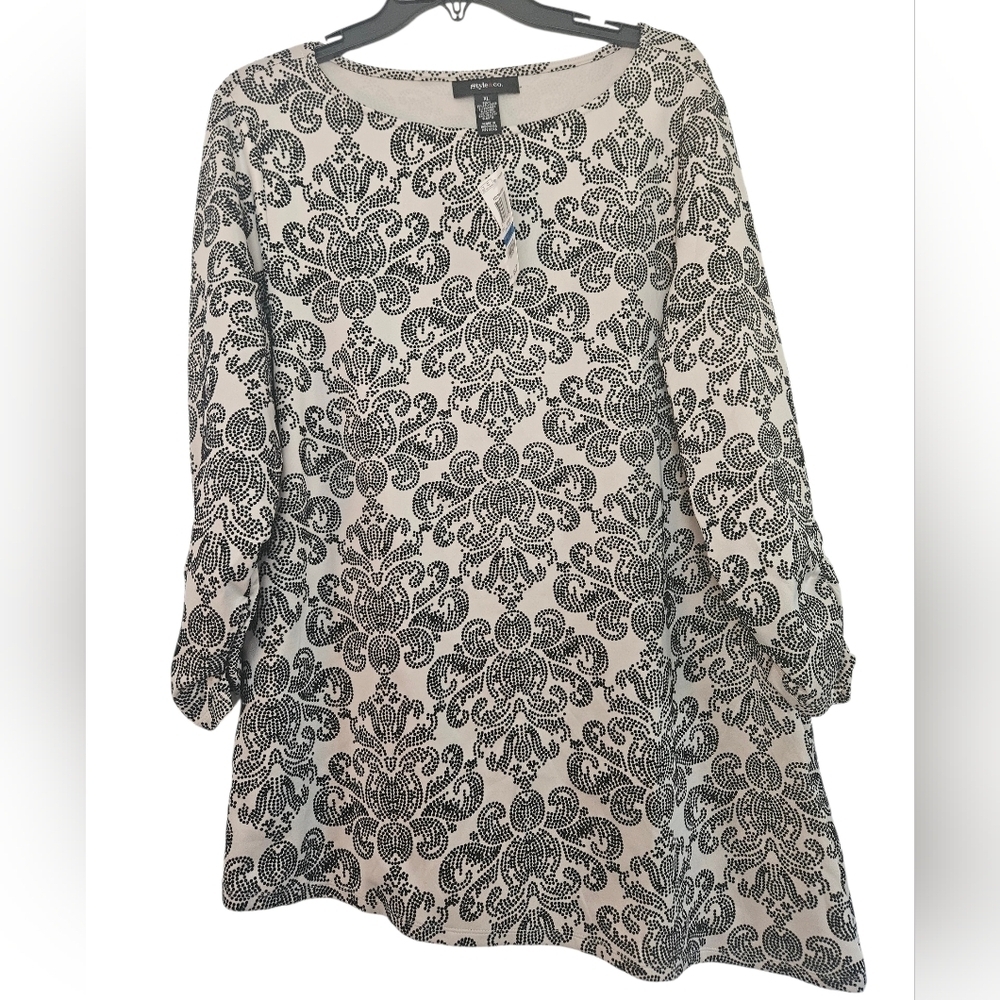 Style & Co Paisley Print Beaded Long Tunic Women XL NWT